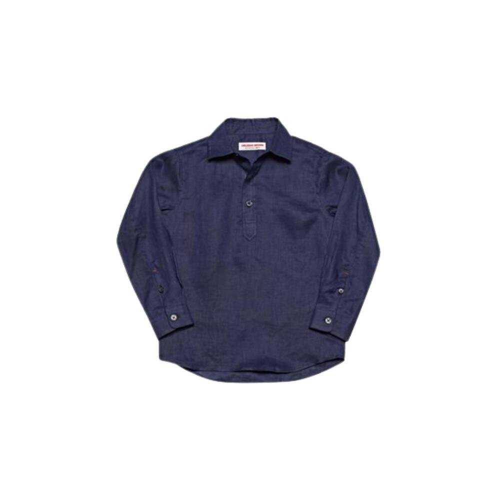 NEW ORLEBAR BROWN kid's rhys smart linen top in navy